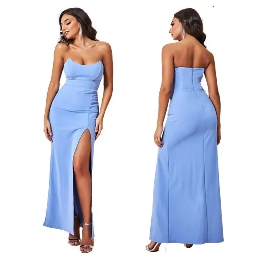 GALAJURK BABYBLAUW STRAPLESS STRECHSTOF (ELASTISCH)